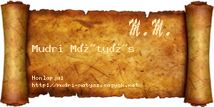 Mudri Mátyás névjegykártya